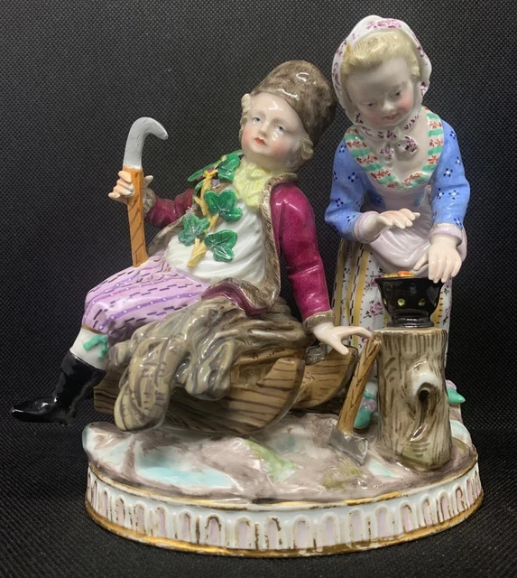 Antique Meissen Porcelain - Winter Allegory -  Allégorie de l'hiver