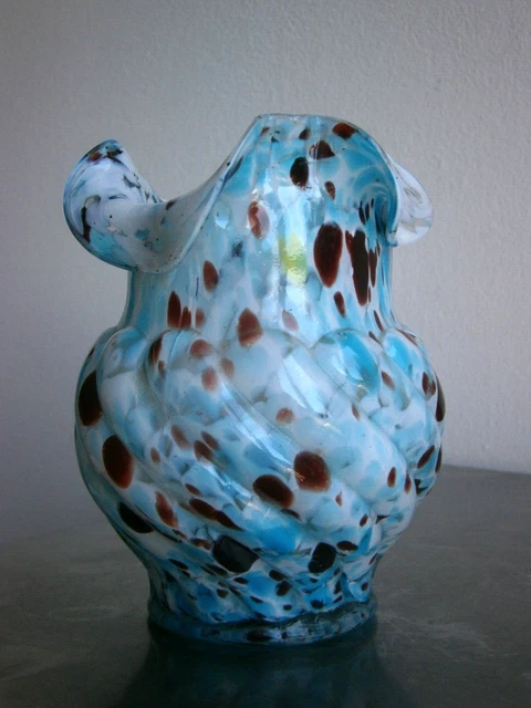ANCIEN VASE VERRE bleu décor de faisan émaillé Legras ? ht 21 cm EUR 48,00 - FR