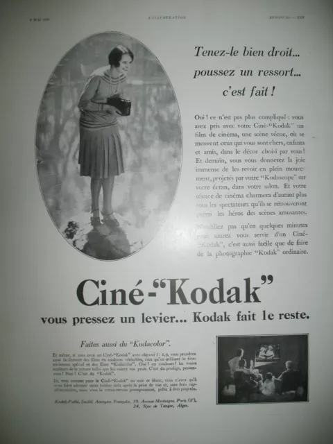Publicite De Presse Kodak Cine-Kodak Appareil Cinematographique French Ad 1930