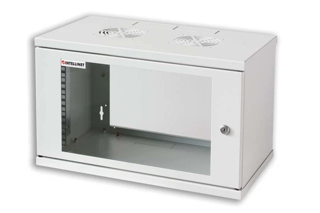 Armadio Rack 19" a muro 13U grigio IP65 porta cieca prof. 200mm