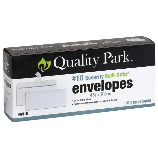 Quality Park #10 Security Envelopes, No Window, Redi-Strip Self Seal Envelope...