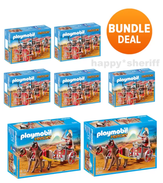 Playmobil 2 x Ensemble de Chariots Romains 5391 et 5 x Ensembles de Soldats...