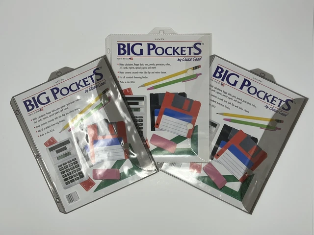 Lot of 3 Rare Vintage BIG Pockets by Class Case for 3-Ring Binder Made in USA