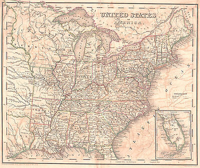 Original 1839 Antique Pre-Civil War US United States America USA Rare Tanner Map 2