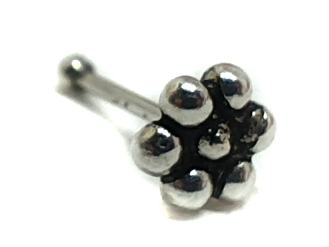 Flor de la vida Nariz Stud 7 Bola 22g (0.6mm) Extremo de bola de plata...