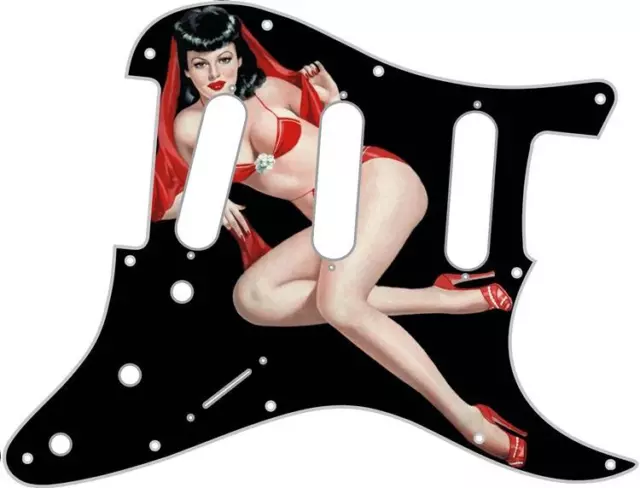 Pin-up de guitare Stratocaster Strat Pickguard personnalisée SSS 11 trous 7 grandes BK