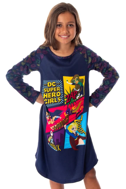 DC Super Hero Girls Wonder Woman Supergirl Raglan Nightgown Pajama Shirt (4/5)