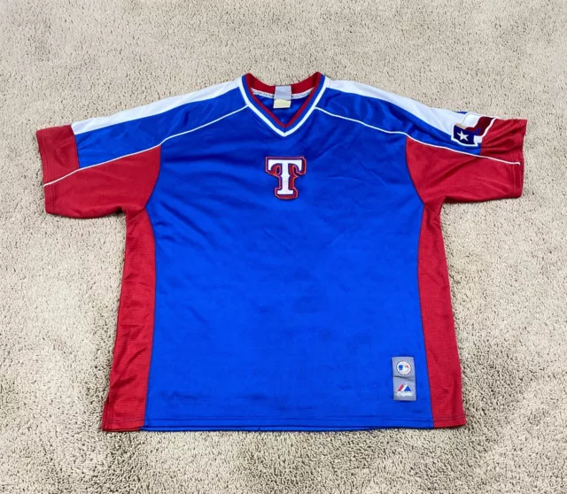Texas Rangers Jersey Mens XL Blue Red White Prince Fielder #84 Short Sleeve