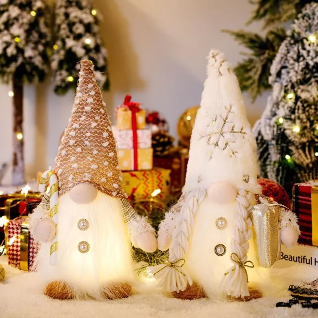 Long Bearded Gnome&Lights Rudolph Doll LED Glowing Christmas Gnome Elf Doll