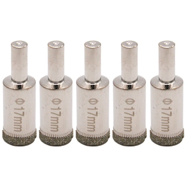 5Pcs 17mm Diamond Coated Hole Saw Drill Bits for Glass Ceramic Tile Marble etc.