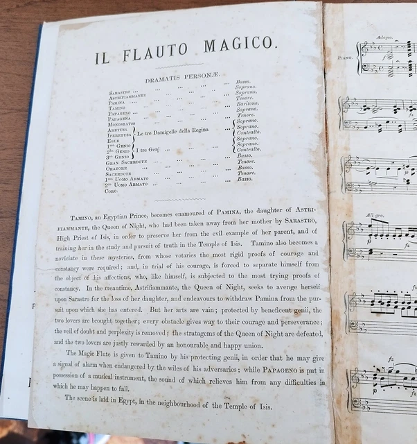 MOZART IL FLAUTO Magico spartito canto e pianoforte, italiano e inglese