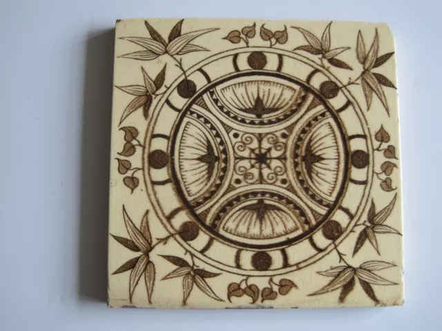ANTIQUE VICTORIAN  AESTHETIC GEOMETRIC TRANSFER PRINT TILE - c1884