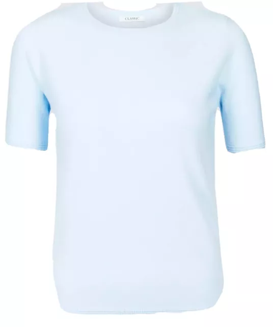 M&S (Marks and Spencer) Cashmilon Round Neck Short Sleeve Jumper Ice Blue 8