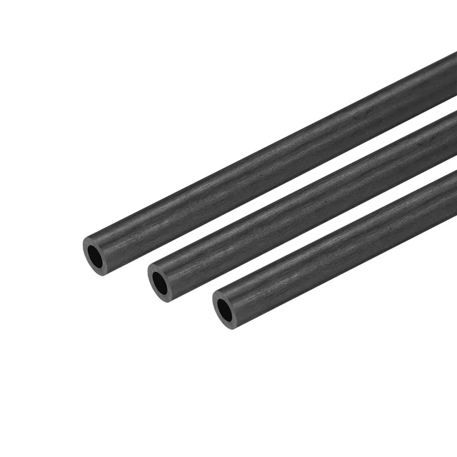 Tubo Redondo de fibra de carbono de 4x3x400mm Tubos de pultrusión 3uds