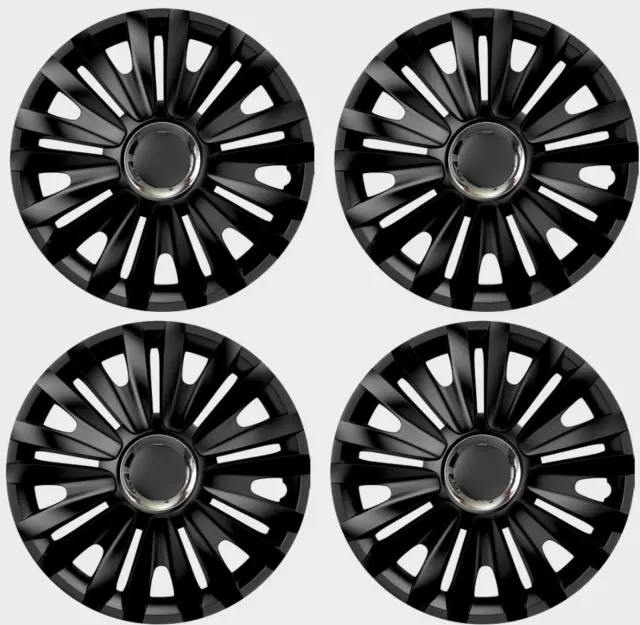 Vauxhall Corsa Wheel Trims Hub Caps Plastic Covers Full Set 4 Black 15 Inch
