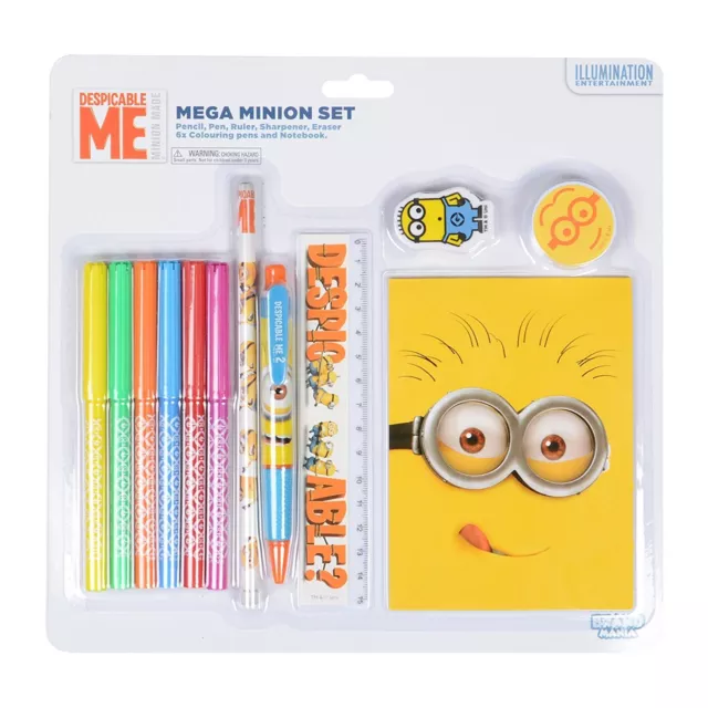 Minions Despicable Me DM3 Stationery Bumper Set Colour Pencils Rubber School