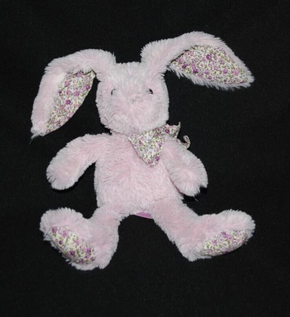 Peluche doudou lapin rose HISTOIRE D'OURS Les Copains Câlins fleurs 26 cm NEUF