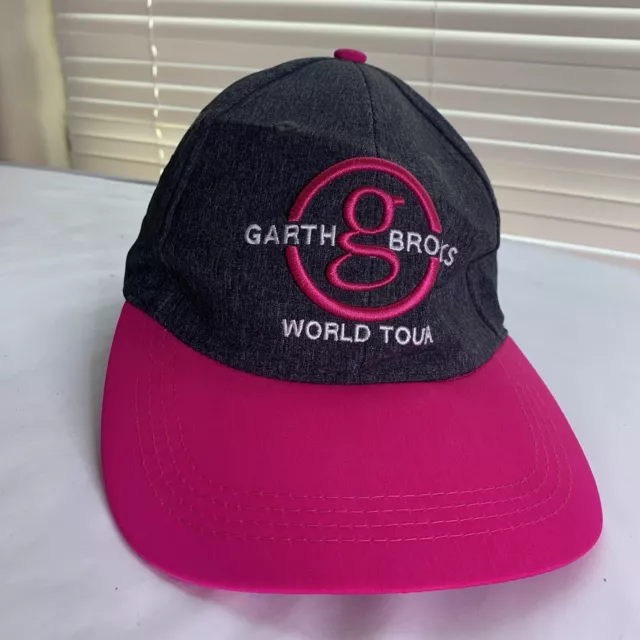 RARE Garth Brooks World Tour Hat Cap Pink Gray  Breast Cancer Awareness
