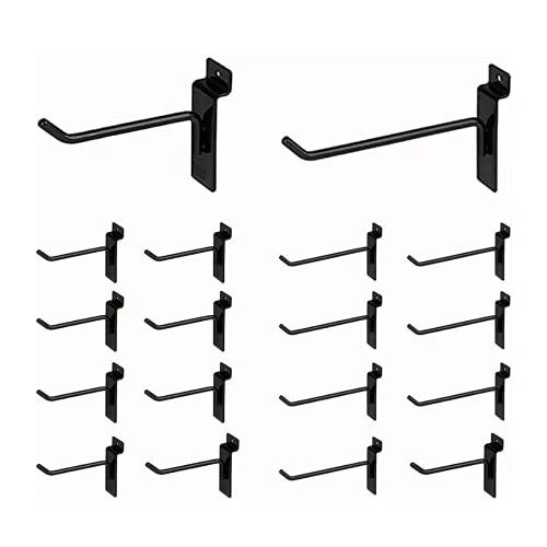 16 Black Metal Slatwall Hooks (25 Each 4&quote; and 6&quo...