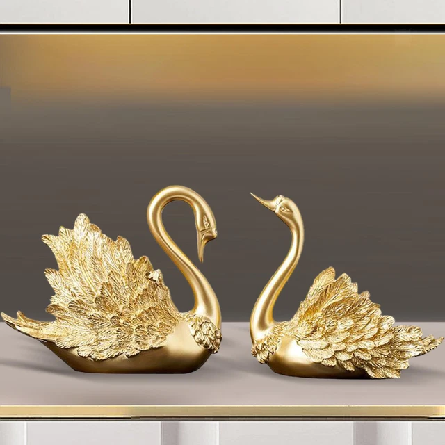 2x Statues En Résine Sculptures Centre De Table Cygne Figurines Pour Chambre