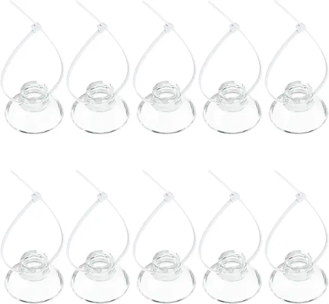 10 Pack Suction Cups with 20 Pieces Adjustable Zip Ties for Aquarium Fish Tank B