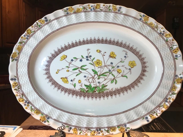 Spode Buttercup Oval Serving Platter 2 Piece Set 14-3/4"  Old  Backstamp Vintage