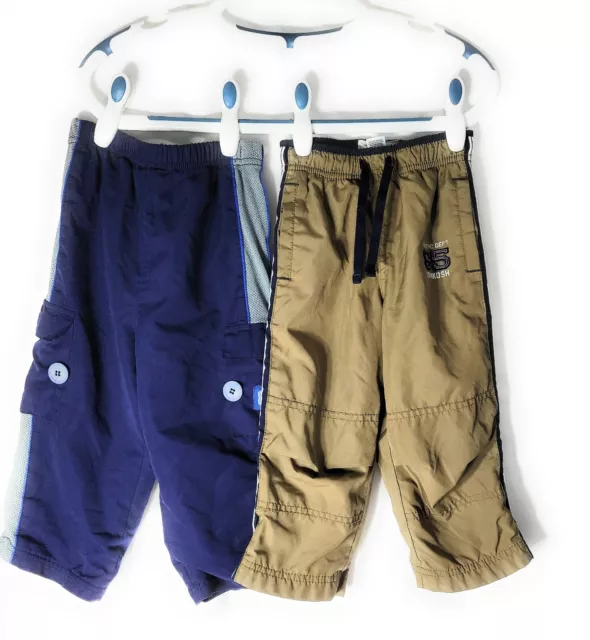Set of 2 Baby 2T Joggers Pants: Oshkosh Beige and Looney Tunes Navy w/Pockets