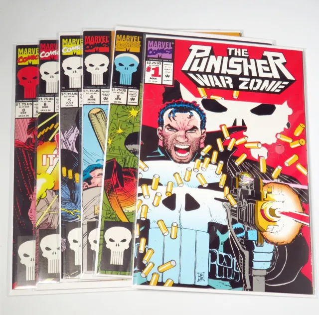 Punisher War Zone  1, 2, 4, 5, 6, 8 (1992 Volume 1 Marvel Comics) lot VF