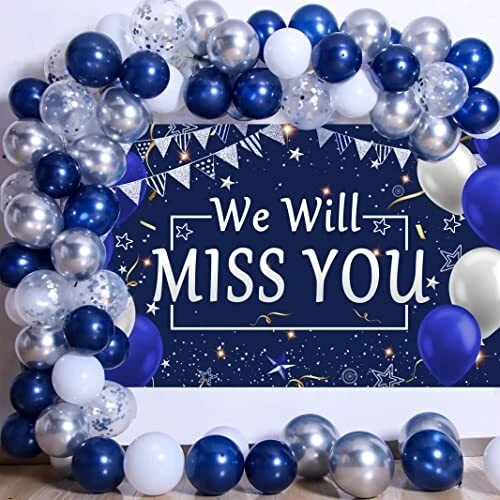 Farewell Party Decorations for Men Women, We Will Miss You Banner Backdrop Going