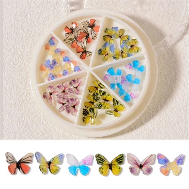 ongles Acrylique Strass Charmes à ongles 3D Mini papillon Décoration d'ongle 6
