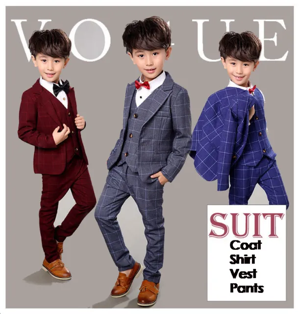 Boys Suits 4 Piece Wedding Suit Prom Page Boy Baby Formal Party 3 Colours