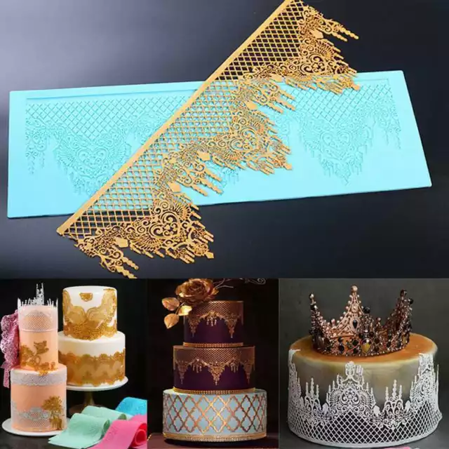 Cake Mold Crown Silicone Fondant Lace Mould Embosser Mat Sugarcraft Decorating