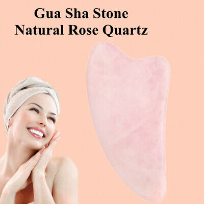 Masajeador facial corporal de cuarzo rosa natural piedra Jade Gua Sha herramienta de belleza para la piel Reino Unido