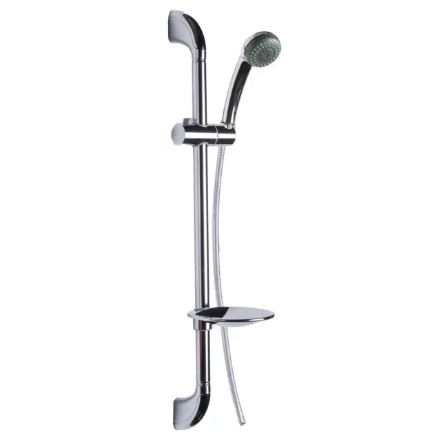 Bathroom Hand Shower Brass Slide Bar Adjustable Height with Soap Dish Chrome
