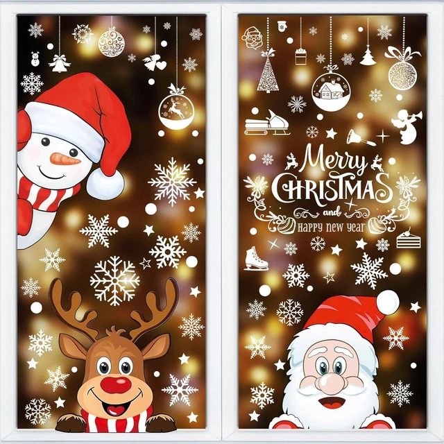 Stickers Noel Fenetre Réutilisable Decoration Noel Fenetre Electrostatique Stickers PVC Decoration De Noel Interieur Bricolage Autocollant Noel Pour Porte Vitrine Verre