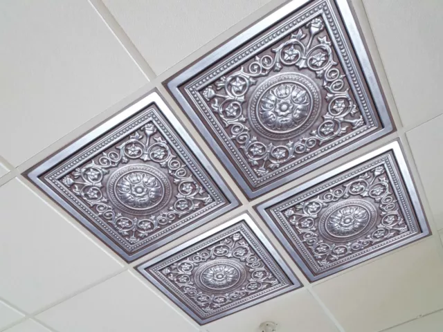 Washable PVC Ceiling Tiles 2' x 2' Lay-in Tile Mold Free, Majesty Silver Brown Washable PVC Ceiling Tiles 2' x 2' Lay-in Tile Mold Free, Majesty Silver Brown
