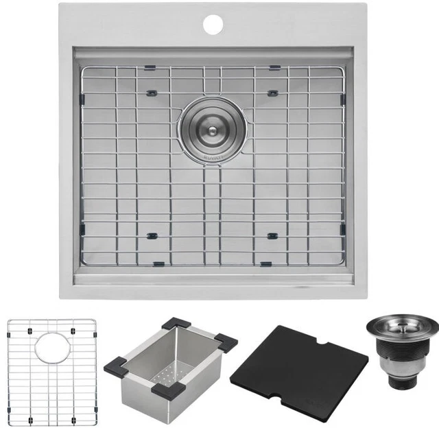 Ruvati 21 x 20 inch Outdoor Workstation Topmount Kitchen Sink-RVQ5221(2708)
