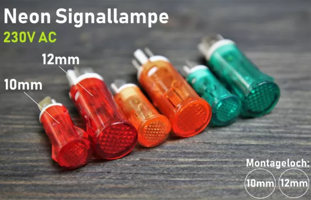 LED Signallampe Meldeleuchte 10 mm Signalleuchte KFZ Kontrollleuchte 5V 12V  24V