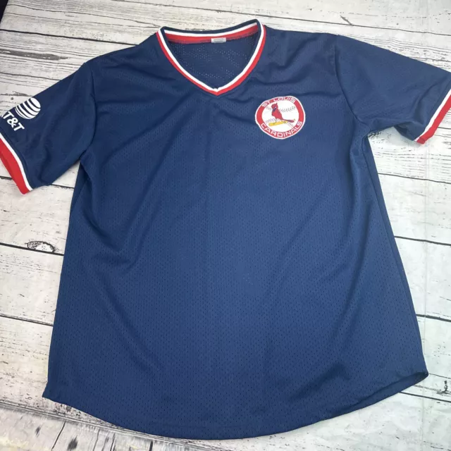 St. Louis Cardinals jersey size XL Navy Blue V Neck Mesh AT&T Promo