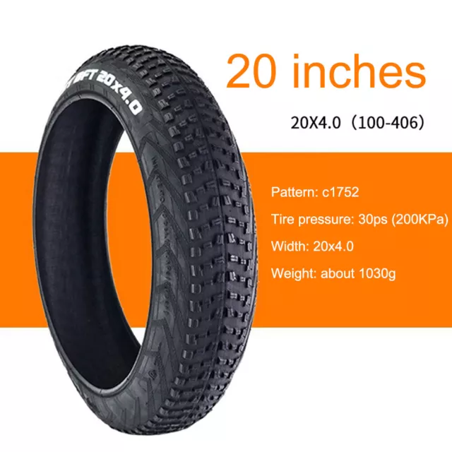 Widened Bicycle Outer Tire Beach Snow Bike Inner Tyres (20x4.0 Outer Tyre)
