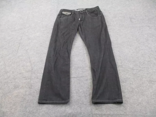 LRG Jeans Mens 36 Black Denim Straight Leg Lifted Research Group Adult 36x32