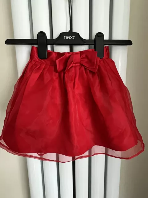 M&S Autograph - Girls Red Skirt with Lining and bow  - Size 1.5 - 2 Years