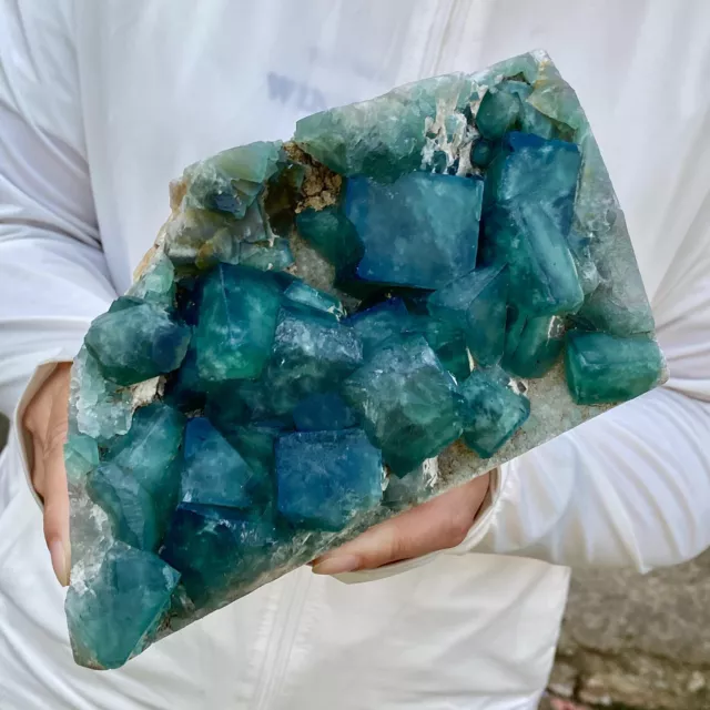 4.6LB NATURAL Green FLUORITE Quartz Crystal Cluster Mineral Specimen