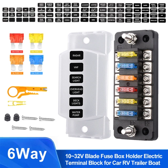BLADE FUSE BOX Block Holder 1224V 6 Way Car Boat Power Distribution