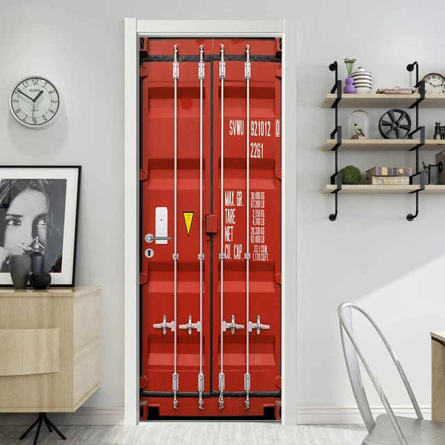 Carta Da Parati Adesiva 3D Per Porte 77x200cm, Effetto Albero Di Cocco, PVC Impermeabile, Autoadesivo, Per Cucina E Bagno