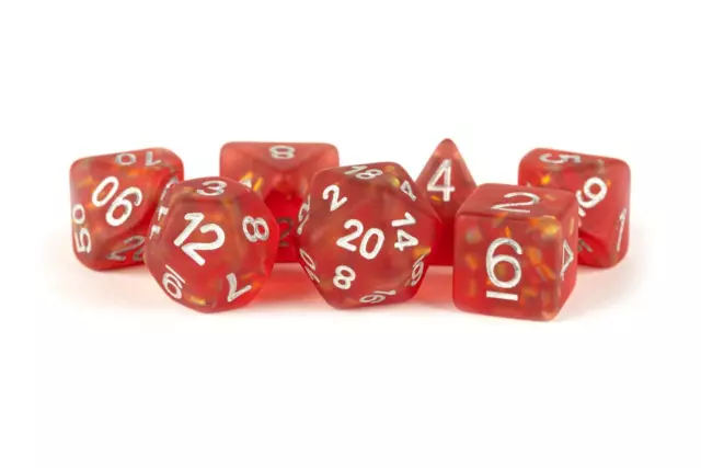 ICY Opal 16mm Resin Poly Dice Set: Red with Silver Numbers (US IMPORT)
