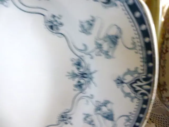 Antique Blenheim Opaque China, Flow Blue Platter by Sampson Hancock (& Sons) 2