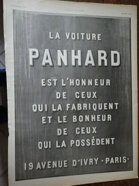 PANHARD auto IVRY + chaussure SADERNE publicité papier ILLUSTRATION NOEL 1919