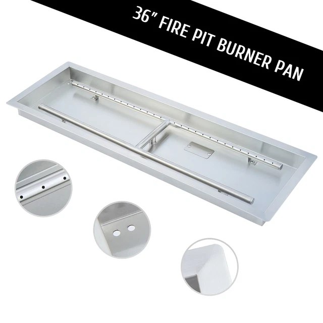 36&X12& DROPIN FIRE Pit Pan with Burner Natural Gas Propane Fireplace