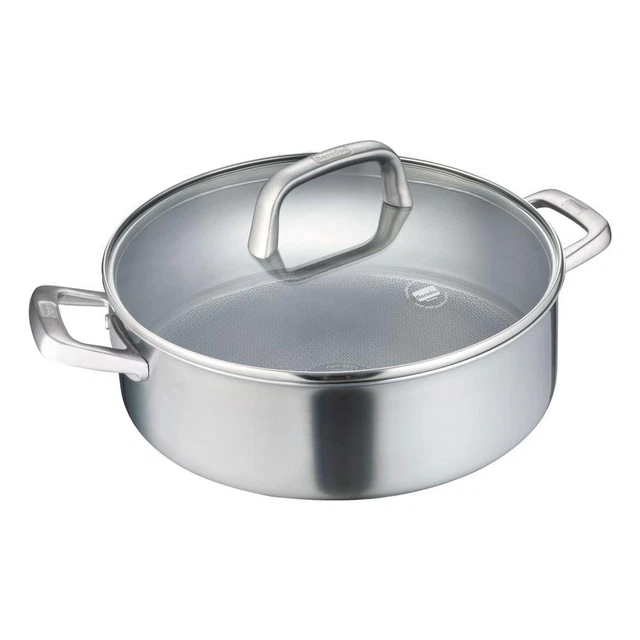 Berndes Tricion Resist Padella da portata con coperchio, materiale 3 strati argento 28 cm